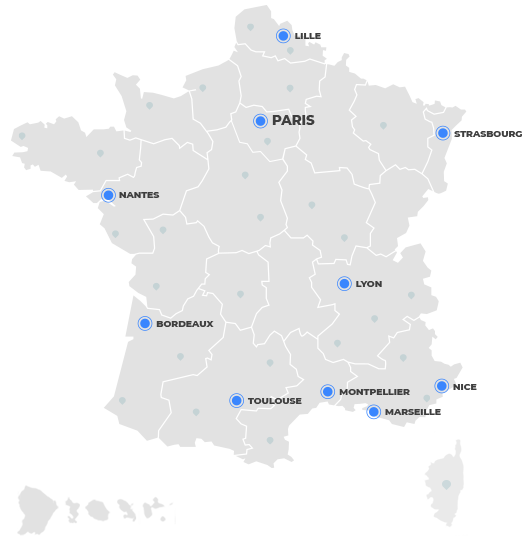 Carte de France des installateurs de gazon synthétique Azurio