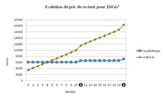 Amortissement du coût d'un gazon synthétique